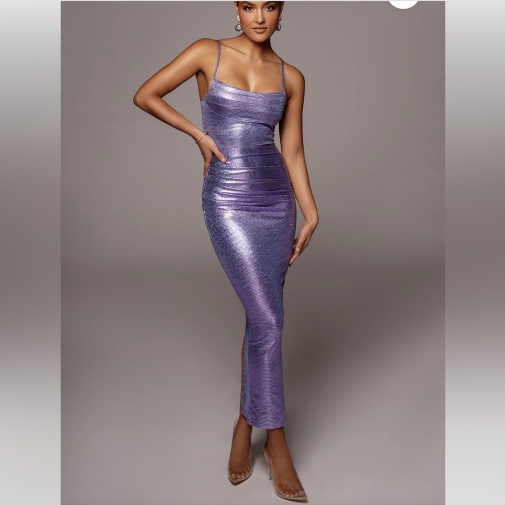 Jlux Label Rubi purple cowl neck dress